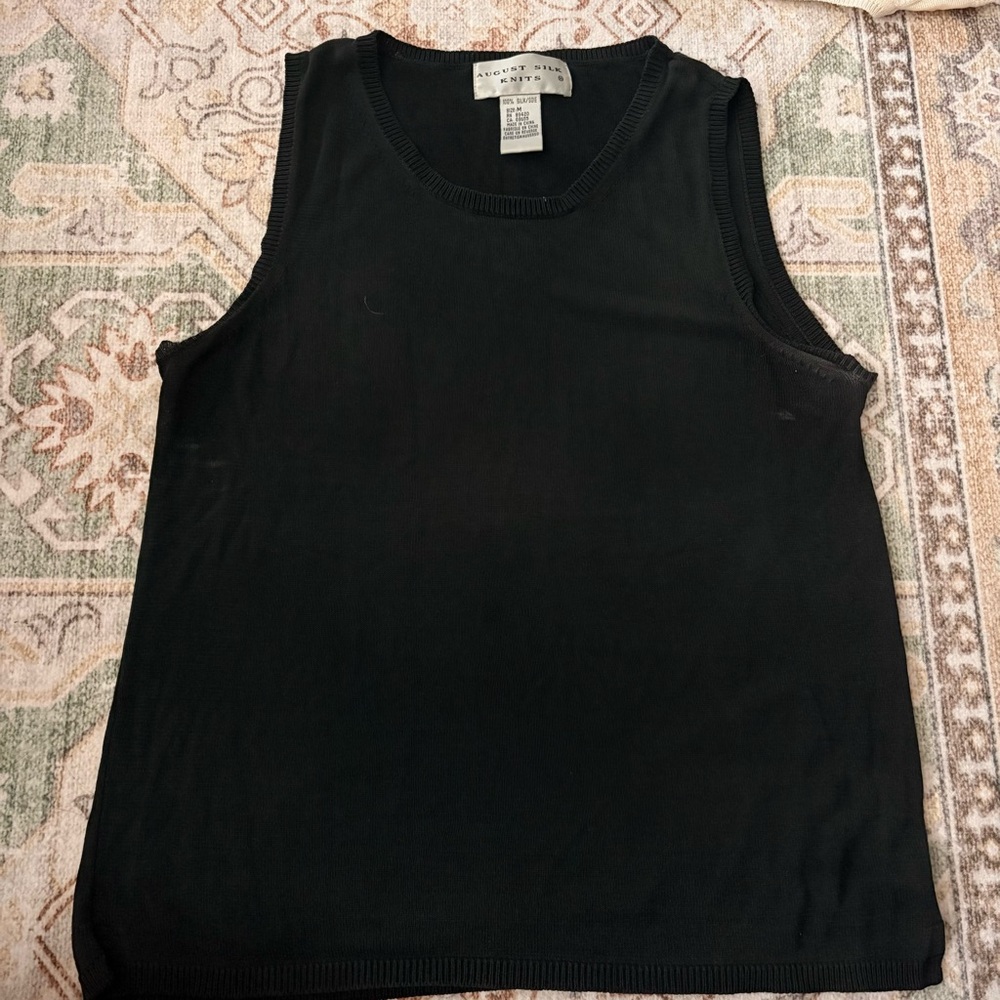 august silk Black Sleeveless Knit Tank Top